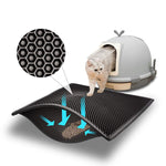 Qpets Cat Litter Mat, 22.8 * 17.3 inch, Litter Mat Double Layer Open Edge Design, Waterproof EVA Material, Durable and Washable, Cat Litter Box, cat Litter Tray (Black)