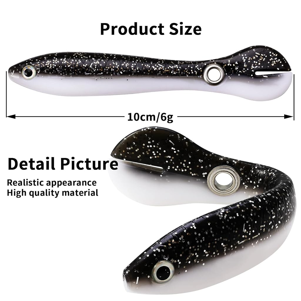 5 Pcs Soft Bionic Fishing Lure, Fishing Lures Kit, 10cm, Simulation Loach Soft Baits, Slow Sinking Bionic Swimming Lures, Freshwater Saltwater Bass Fishing Bait Kits Fishing Frog Lure