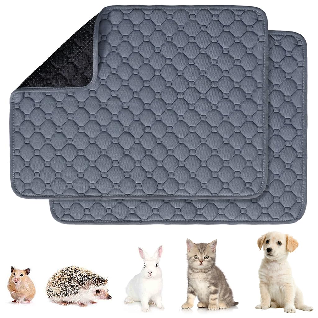 2PCS Pee Pads for Dogs Reusable&Washable, Non slip Puppy Training Pad, Pet Cage Liner, Absorbency Toilet Mat for Cats, Guinea Pig, Hamsters, Chinchillas, Rabbit, Hedgehog(50 x 30cm)