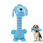 Qpets Plush Dog Toys with Long Neck Interactive Dog Squeaky Toys Durable Chew Toys for Teeth Cleaning Long Stuffed Animals Dog Training Toys Dog Soft Toy for Puppy Small Dogs (Blue Dog)