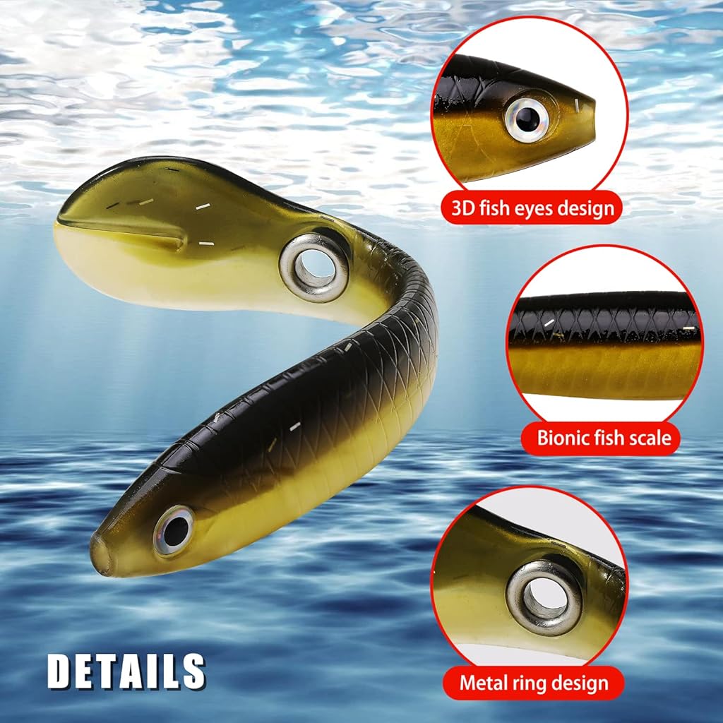 5 Pcs Soft Bionic Fishing Lure, Fishing Lures Kit, 10cm, Simulation Loach Soft Baits, Slow Sinking Bionic Swimming Lures, Freshwater Saltwater Bass Fishing Bait Kits Fishing Frog Lure