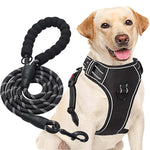 Dog Vest Dog Harness for Large Dog with 1.5m Dog Leash Dog Harness with Pulls Handle for Guide Dog, Large Dog, Adjustable Dog Vest Harness with Quick Release Buckle (Suitable 18-33kg)