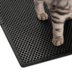 Qpets Cat Litter Mat, 22.8 * 17.3 inch, Litter Mat Double Layer Open Edge Design, Waterproof EVA Material, Durable and Washable, Cat Litter Box, cat Litter Tray (Black)