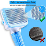 Qpets Slicker Dog Comb Brush Pet Grooming Brush Daily Use to Clean Loose Fur & Dirt Great for Dogs and Cats with Medium Long Hair Dog Hair Deshedding Brush-Blue