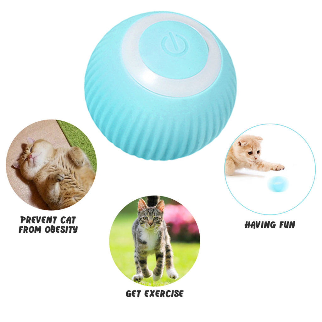 Smart LED 360° Rotating Cat Toy Ball, Interactive Cat Toys Rechargeable Rotating Ball with LED, Cat Chasing Toy Automatic Rotating Smart Obstacle Avoiding Cat Chasing Toy