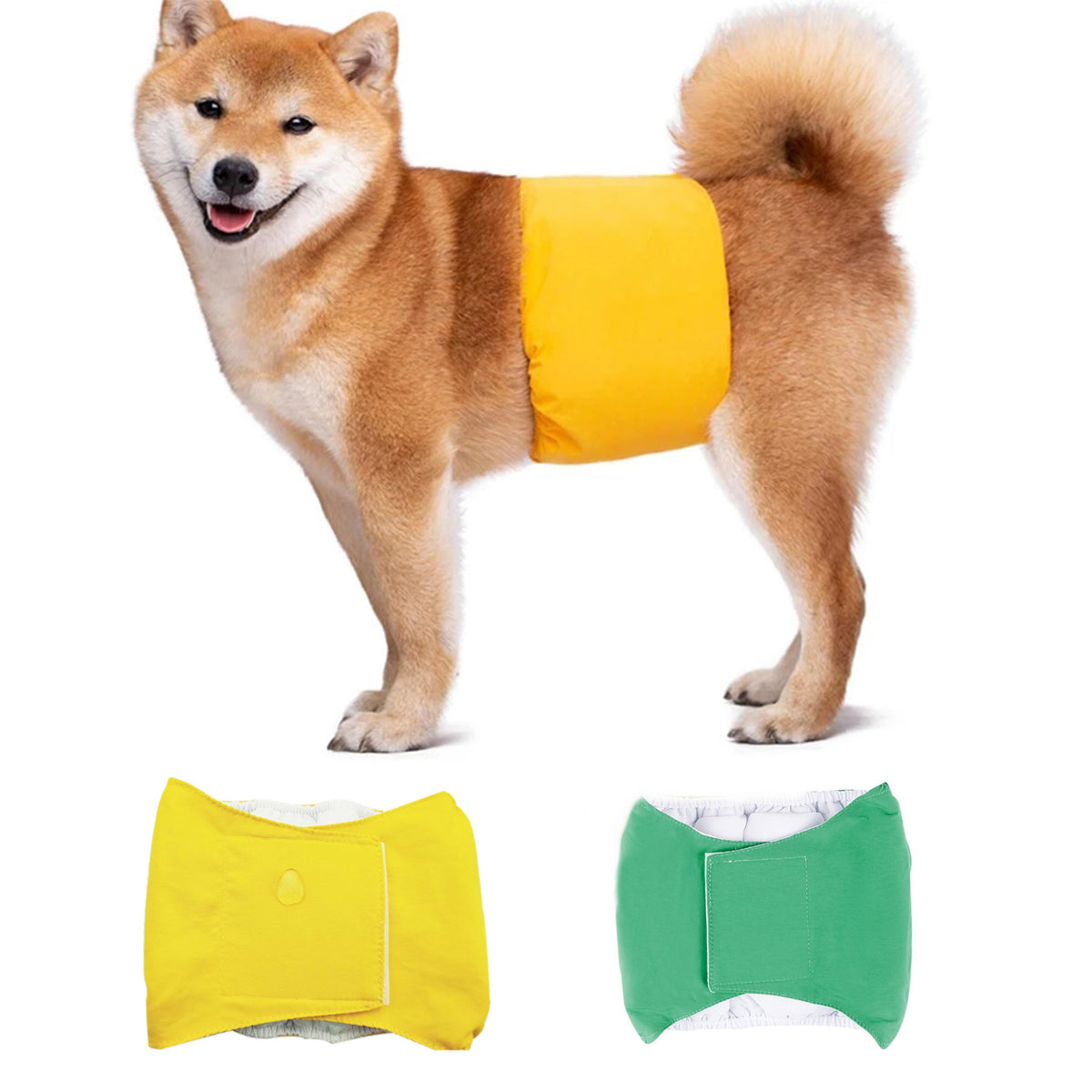 2 Pcs Reusable Dog Diapers Male, Pet Waterproof Breathable Dog Diaper Dog Absorbption Cotton Pad Comfort Doggy Diapers for Dog, Puppy(M, Recommended Waist 16''-20'')