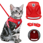 Cat Vest Harness with 1.2m Dog Leash Adjustable Size Dog Vest Harness Breathable Mesh Fabric with Safety Reflective Strip Dog Harness for Cat(S, red)