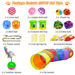 20 PCS Cat Toys for Kittens Set, Collapsible Cat Rainbow Tunnels for Indoor Cats, Family Set Cat Teaser Toy Cat Feather Toy Fluffy Mouse Crinkle Balls Toys for Cat Puppy Kitty