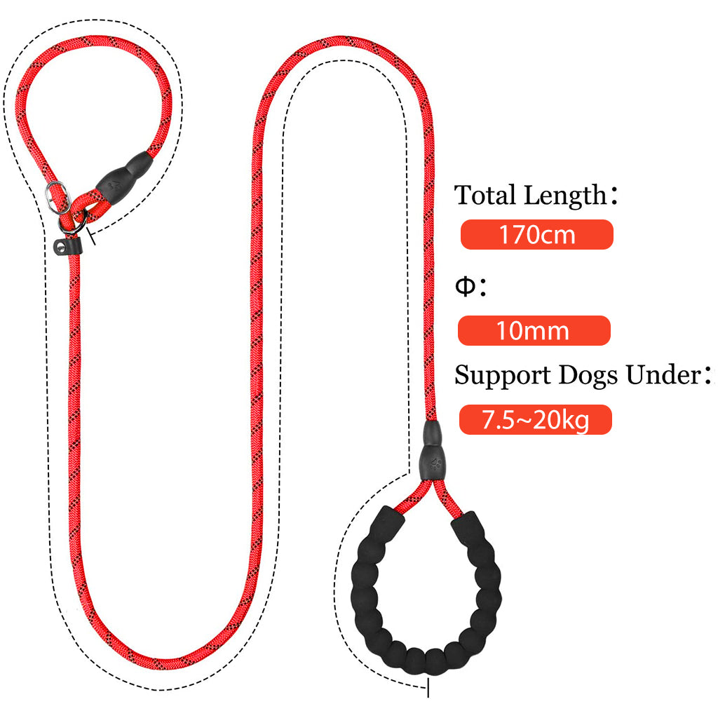 1.7m Dog Training Leash, Durable Light Reflecting Dog Leash, Dog Leash for Large Dogs, Adjustable Dogs Leash Anti-Strain Leash Braided Rope for Small Medium Large Dog(Red)