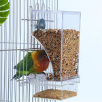 Automatic Bird Feeder for Cage, Birds Food Feeder, Birds Cage, Parrot Seed Feeders with Perch Acrylic Transparent Seed Food Container Cages for Small and Medium Lovebirds Parakeets