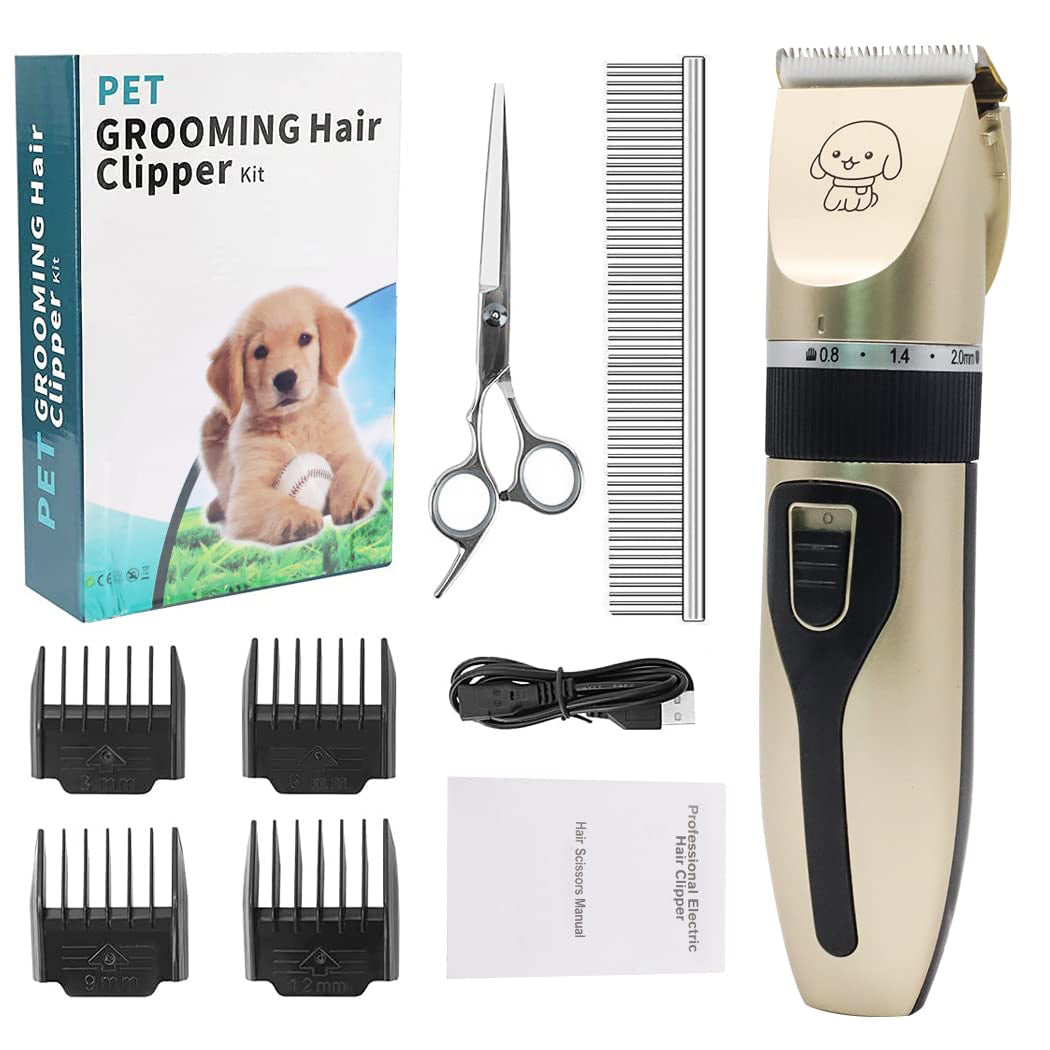 Pet Grooming Hair Clippers Dog Trimmer Low Noise Cordless Pet Hair Grooming Clippers Kit - Rechargeable for Small Medium Large Dogs Cats and Other Pets, Multicolor