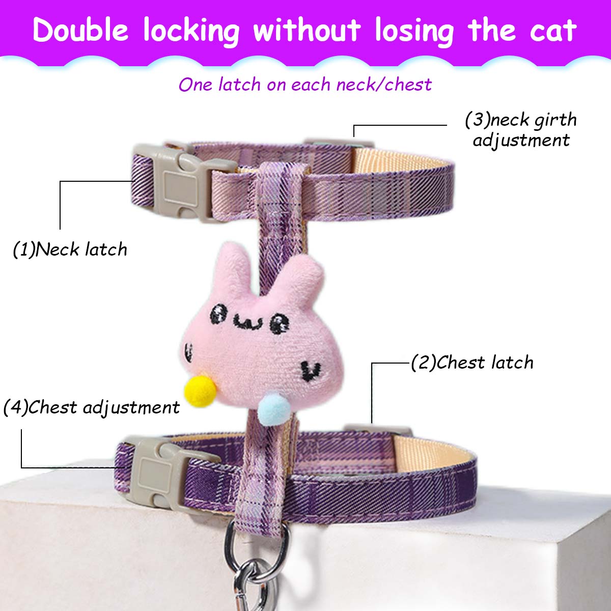 Cat Harness and Leash Set, Outdoor Harness for Cat with Quick Release Buckle Adjustable Cat Harness for Small Cats, Lightweight Soft Walking Travel Petsafe Harness