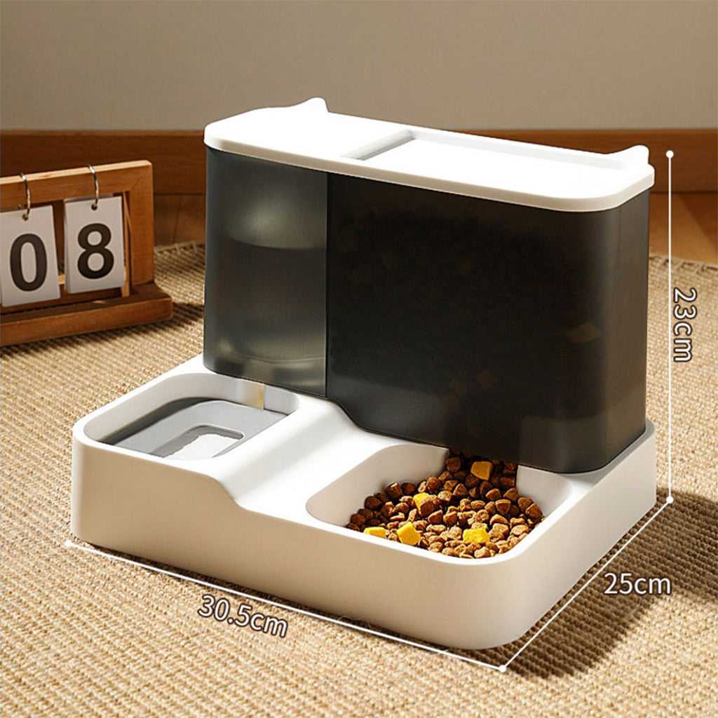 2 in 1 Automatic Food Feeder and Water Dispenser Gravity Design Auto Feeding 3L Cat Food Dispenser Food Feeder and Auto Dog Water Dispenser 1 L for Small Medium Big Dog Pets Puppy Kittens