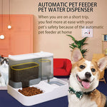 Qpets 2 in 1 Automatic Food Feeder and Water Dispenser Gravity Design Auto Feeding 3L Cat Food Dispenser Food Feeder and Auto Dog Water Dispenser 1 L for Small Medium Big Dog Pets Puppy Kittens