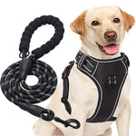 Dog Vest Dog Harness for Large Dog with 1.5m Dog Leash Dog Harness with Pulls Handle for Guide Dog, Large Dog, Adjustable Dog Vest Harness with Quick Release Buckle (Suitable 32.5-50kg)