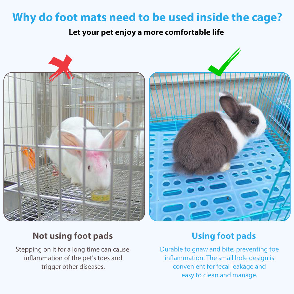 2pcs Rabbit Cage Mat Hollow Mat for Rabbit Cage 9.8 by 13.5 inches, Small Pet Cage Plastic Mat with 8pcs Fixed Clip, Cage Dry Mat for Rabbit, Guinea Pig, Hamster