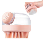 Dog Bath Brush 2 in 1 Pet Bath Brush Soap Dispenser Silicone Bristle Bath Brush for Cat Dog Hair Grooming Brush Massage Brush Soap Foamer Brush Dog Hair Grooming Cleaning Brush