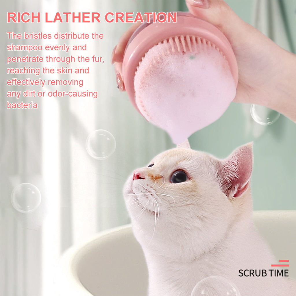 Dog Bath Brush 2 in 1 Pet Bath Brush Soap Dispenser Silicone Bristle Bath Brush for Cat Dog Hair Grooming Brush Massage Brush Soap Foamer Brush Dog Hair Grooming Cleaning Brush