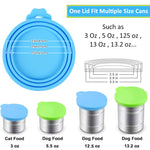 2Pcs Pet Can Lid Cover, 3 In 1 Silicone Pet Food Can Lid for Food Storage, Soft Easy to Clean and Fresh-Keeping Lid for Cat Dog Food Can Lid Can Cover for 3/5.5/12 Oz, Blue & Green