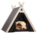 Warm Cat House Cat Bed, Closed Pet Cat Dog Bed House Delivery Room, Luxury Cotton Pet Teepee Tent with Thick Cushion & Pine Wood Poles Indoor/Outdoor Pet Box