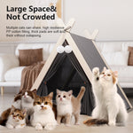 Warm Cat House Cat Bed, Closed Pet Cat Dog Bed House Delivery Room, Luxury Cotton Pet Teepee Tent with Thick Cushion & Pine Wood Poles Indoor/Outdoor Pet Box