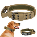 Dog Collar Nylon Tactical Dog Collar with D Ring & Handle Adjustable Dog Collar with Reflective Safety Strip Dog Training Collar for Medium Large Dogs(XL, 20''-25.5'')