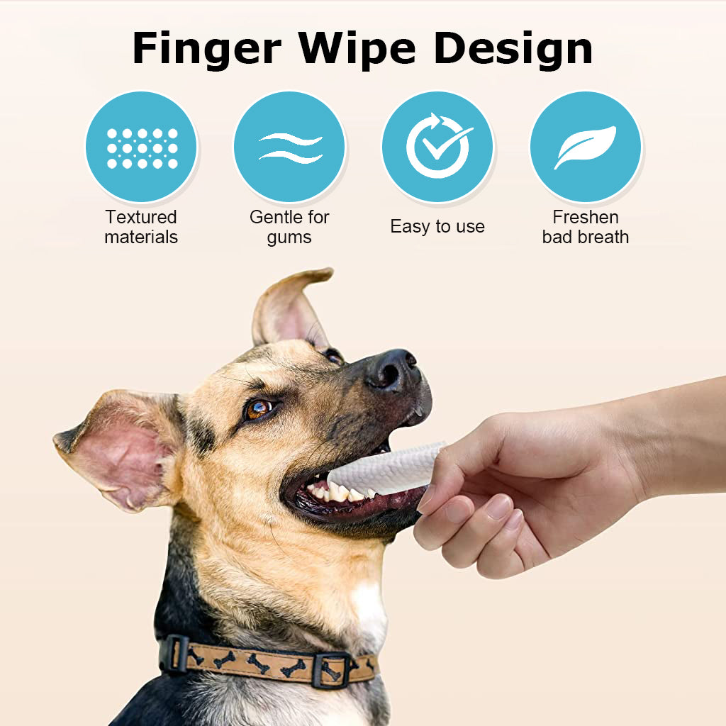 50 Pcs Pet Wet Wipes, Disposable Dog Finger Toothbrush Cot Wipes Cat Teeth Cleaning Cover Finger Wet Wipes, Non-Woven Teeth Cleaning Wet Wipes Protecting Cat Dog Dental Health Oral Care