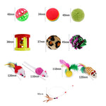 Cat Toys Kitten Toys Cat Toy for Indoor Cats Cat Feathers Wand Cat Interactive Toys Set with Mouse Mice Balls and Bells Toys for Cats Kitty Kitten Cat Games and Toys (20 Pcs) (Red)