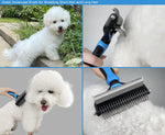 Dog Brush Dogs Comb 2 in 1 Deshedding Tool& Dematting Undercoat Rake for Mats& Tangles Removing, Dog Grooming Kit, Pet Brush,Great for Short to Long Hair Small Large Breeds