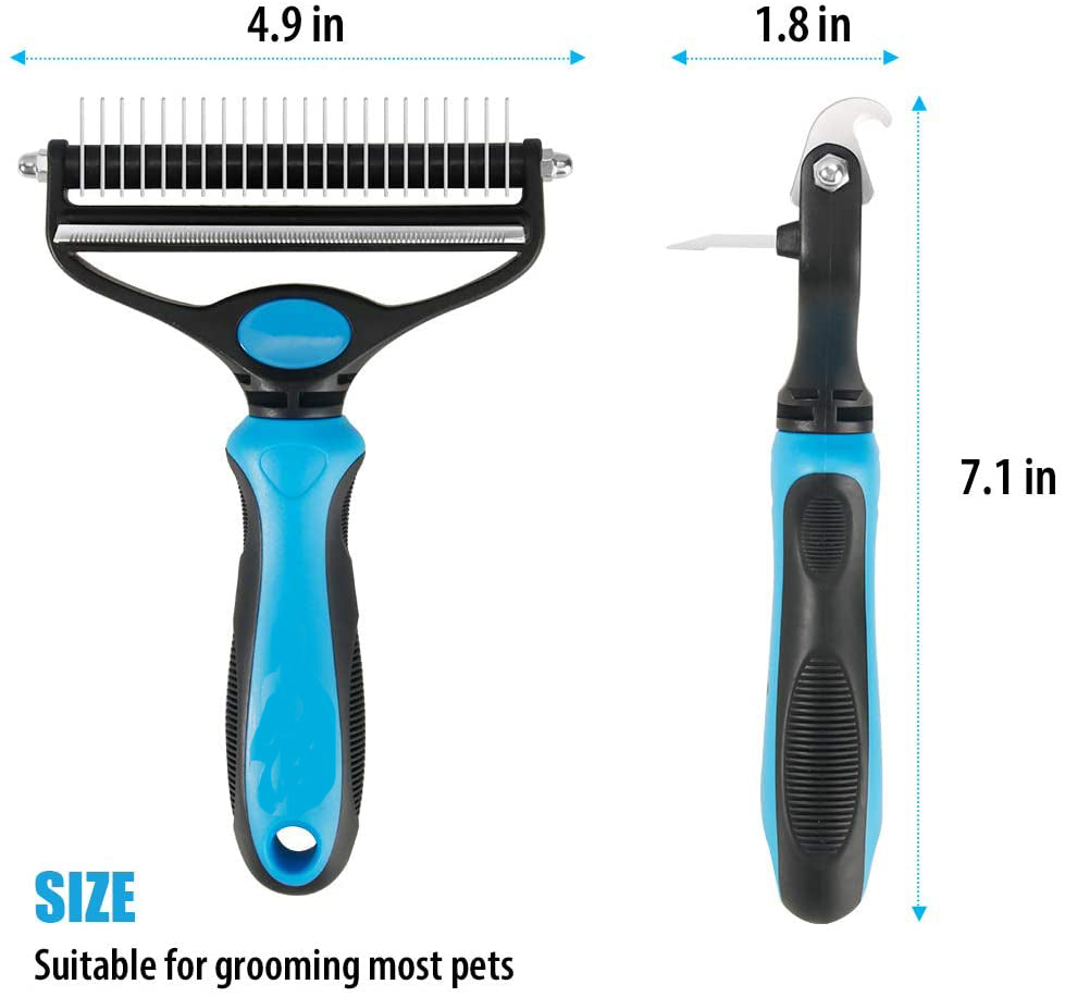 Dog Brush Dogs Comb 2 in 1 Deshedding Tool& Dematting Undercoat Rake for Mats& Tangles Removing, Dog Grooming Kit, Pet Brush,Great for Short to Long Hair Small Large Breeds