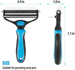 Qpets Dog Brush Dogs Comb 2 in 1 Deshedding Tool& Dematting Undercoat Rake for Mats& Tangles Removing, Dog Grooming Kit, Pet Brush,Great for Short to Long Hair Small Large Breeds