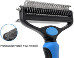 Qpets Dog Brush Dogs Comb 2 in 1 Deshedding Tool& Dematting Undercoat Rake for Mats& Tangles Removing, Dog Grooming Kit, Pet Brush,Great for Short to Long Hair Small Large Breeds
