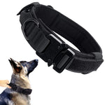 Dogs Collar for Large Dogs Adjustable Nylon Tactical Dog Collar with Strap Handle Dog Training Collar Quick Release Metal Buckle for Medium Adult Dogs(Black, L, 17''-20.5''/43-52cm)