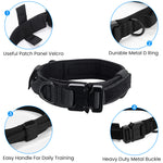 Qpets Dogs Collar for Large Dogs Adjustable Nylon Tactical Dog Collar with Strap Handle Dog Training Collar Quick Release Metal Buckle for Medium Adult Dogs(Black, L, 17''-20.5''/43-52cm)