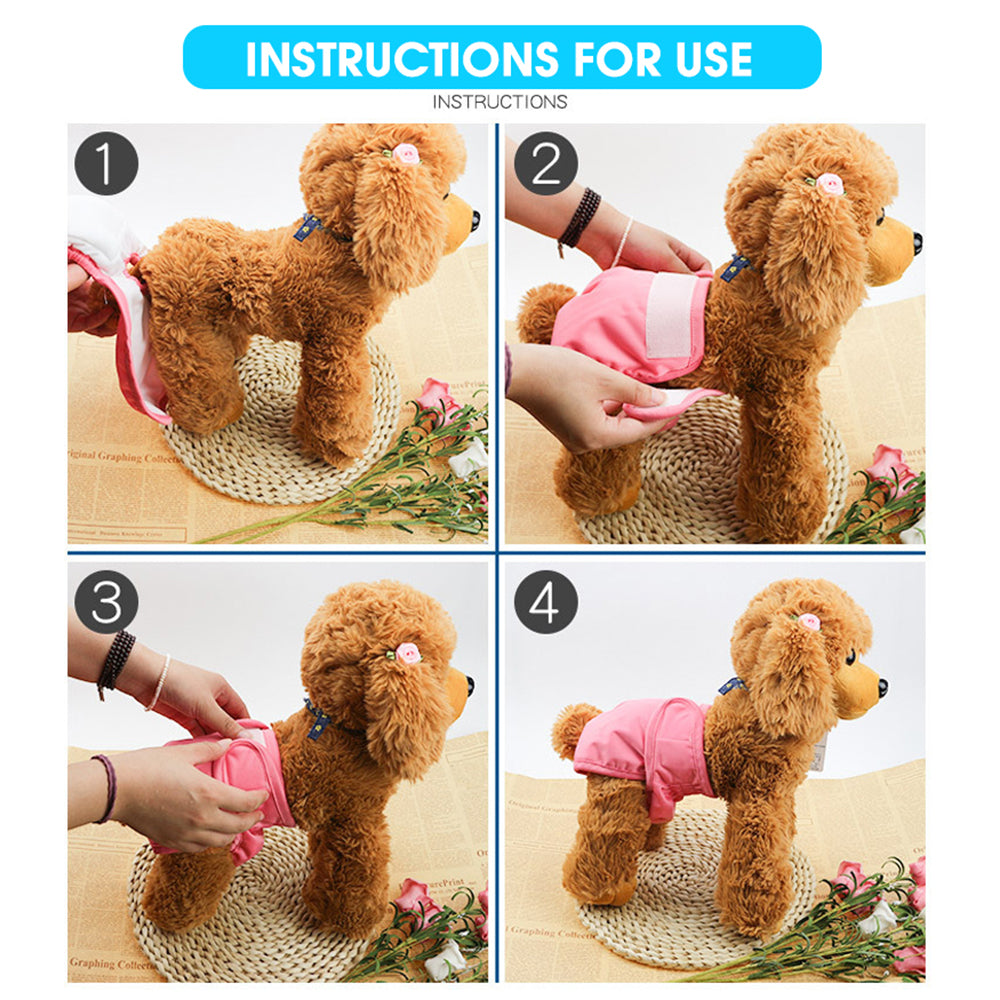 2 Pcs Pet Use Soft Reusable Female Dogs Diapers 120ml Water Absorbption Comfort Reusable Doggy Diapers for Female Dog, Puppy(M,Recommended Waist 14''-20'')